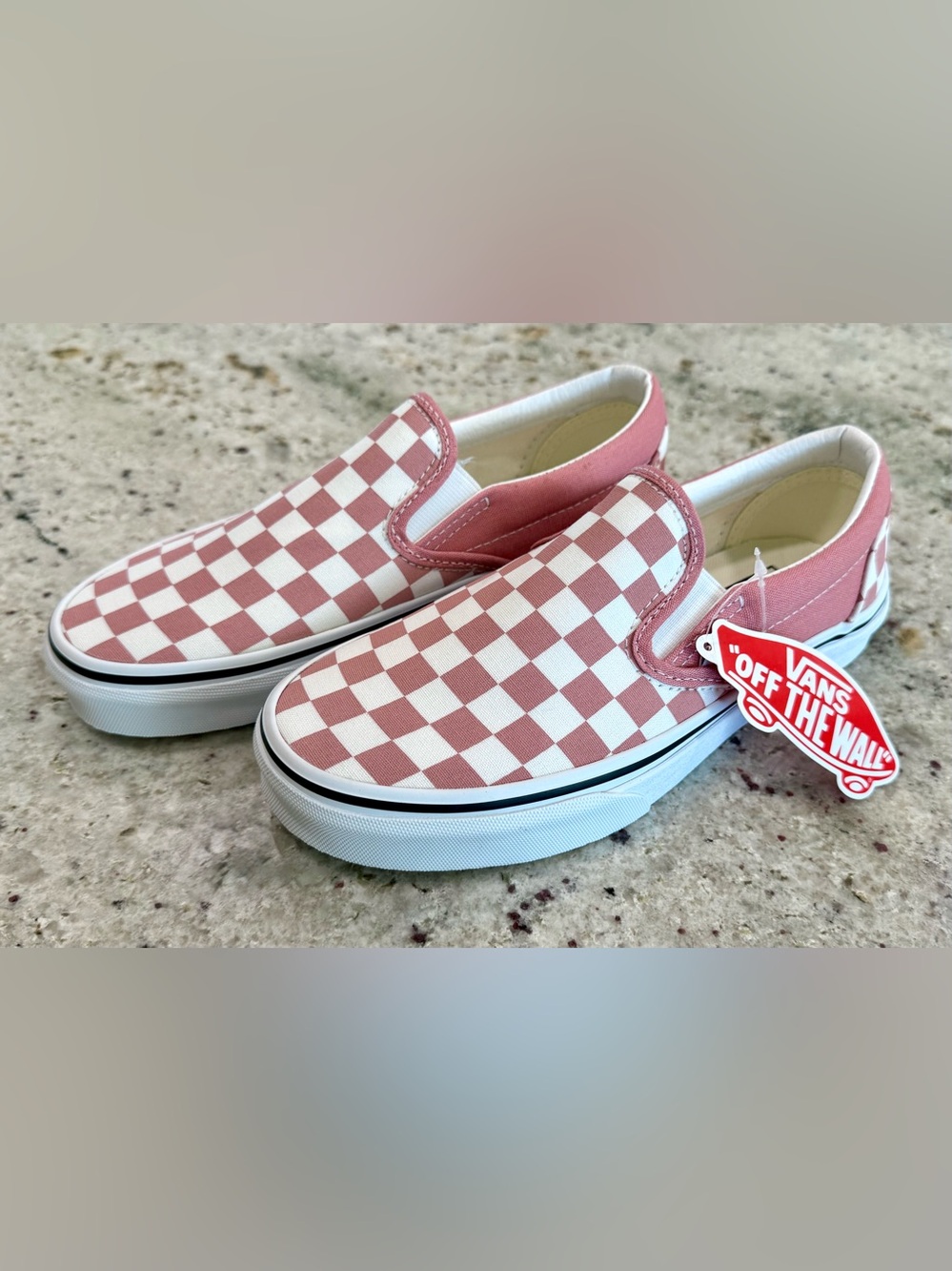 Vans Rosette & White Checkerboard Classic Slip-On Shoes NWT